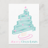 キュートなクリスマスツリーピンクグリーン渦巻形の ポストカード (正面)