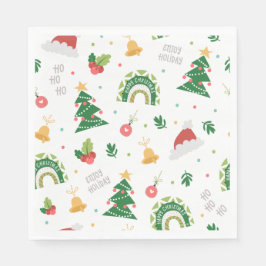 キュートなクリスマスツリーレインボー スタンダードランチョンナプキン