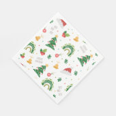 キュートなクリスマスツリーレインボー スタンダードランチョンナプキン (角)