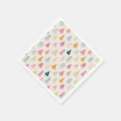 キュートなクリスマスツリー赤面ピンクパターン スタンダードカクテルナプキン (角)