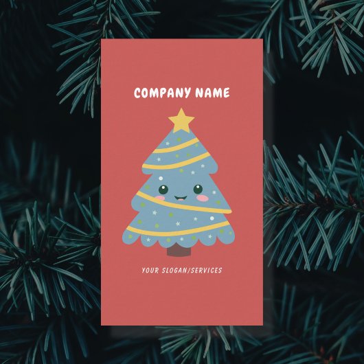 キュートなクリスマスツリー赤（縦） 名刺