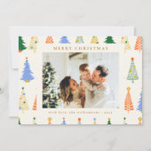 キュートなクリスマスツリー 赤 緑 ボホ 2枚の写真 シーズンカード (正面)