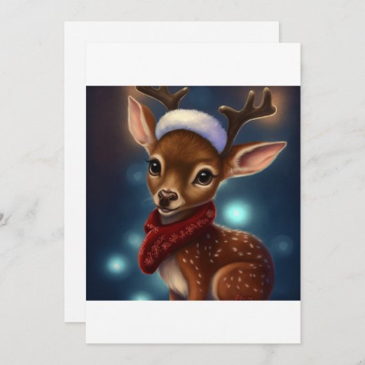 キュートなクリスマストナカイのプレゼントTシャツ シーズンカード (正面/裏面)