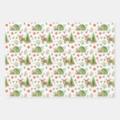 キュートなクリスマストナカイ冬の水のカラーパターン ラッピングペーパーシート (正面3)