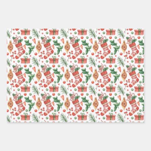 キュートなクリスマストナカイ冬の水のカラーパターン ラッピングペーパーシート (正面2)