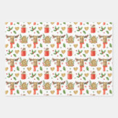 キュートなクリスマストナカイ冬の水のカラーパターン ラッピングペーパーシート (正面)