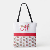 キュートなクリスマストナカイ模様モノグラムホワイト トートバッグ (裏面)