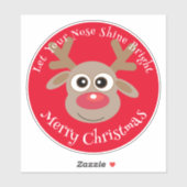 キュートなクリスマストナカイ漫画レッド白タイプ シール (シート)