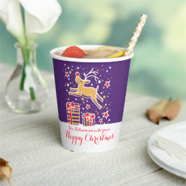 キュートなクリスマストナカイ紫の赤カスタム色 紙コップ
