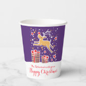 キュートなクリスマストナカイ紫の赤カスタム色 紙コップ (裏面)