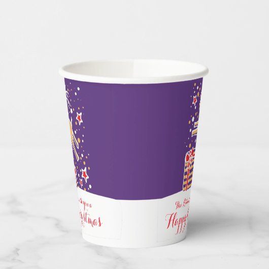 キュートなクリスマストナカイ紫の赤カスタム色 紙コップ (左)