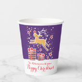 キュートなクリスマストナカイ紫の赤カスタム色 紙コップ (正面)