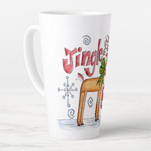 キュートなクリスマストナカイ、ジンルベルスノーフレーク カフェラテマグ (左アングル)