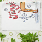 キュートなクリスマストナカイ、ジンルベルスノーフレーク キッチンタオル (折り畳み)