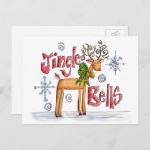 キュートなクリスマストナカイ、ジンルベルスノーフレーク シーズンポストカード (正面/裏面)