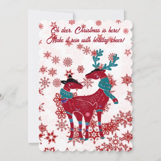 キュートなクリスマストナディアカップル赤いスノーフレーク白 シーズンカード (正面)
