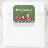 キュートなクリスマストレインにメッセージのシールを追加 スクエアシール (バッグ)