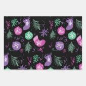 キュートなクリスマスドールスノーフレーク・パターン ラッピングペーパーシート (正面)