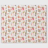 キュートなクリスマスナッツクラッカージンジャーブレッド ラッピングペーパー (フラット)