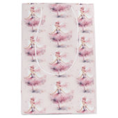 キュートなクリスマスナツクラッカーバレリーナの水色 ミディアムペーパーバッグ (正面)