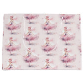 キュートなクリスマスナツクラッカーバレリーナの水色 ラージペーパーバッグ (正面)