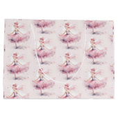 キュートなクリスマスナツクラッカーバレリーナの水色 ラージペーパーバッグ (裏面)