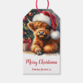 キュートなクリスマスハイランド牛 ギフトタグ (正面)