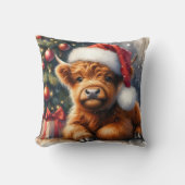 キュートなクリスマスハイランド牛 クッション (正面)