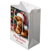 キュートなクリスマスハイランド牛 ミディアムペーパーバッグ (正面アングル)