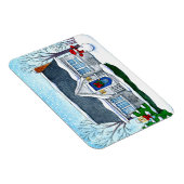 キュートなクリスマスハウスと雪だるまマグネット マグネット (右側)