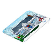 キュートなクリスマスハウスと雪だるまマグネット マグネット (左側)