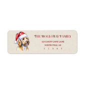 キュートなクリスマスハンド描画ゴールデンドゥードルリターン ラベル (正面)