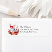 キュートなクリスマスバニーをバスケットに住所 シール (インサイチュ)