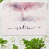 キュートなクリスマスバレリーナのスクリプト名 キッチンタオル (折り畳み)