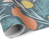 キュートなクリスマスパターンリス松コーン ラッピングペーパー (ロールコーナー)