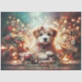 キュートなクリスマスパピーのデコパージュ 薄葉紙 (正面)