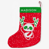 キュートなクリスマスパンダの星型パーソナライズされた スモールクリスマスストッキング (裏面)