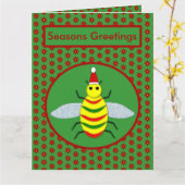 キュートなクリスマスビーとポインセチアカスタム花 カード (黄色い花)