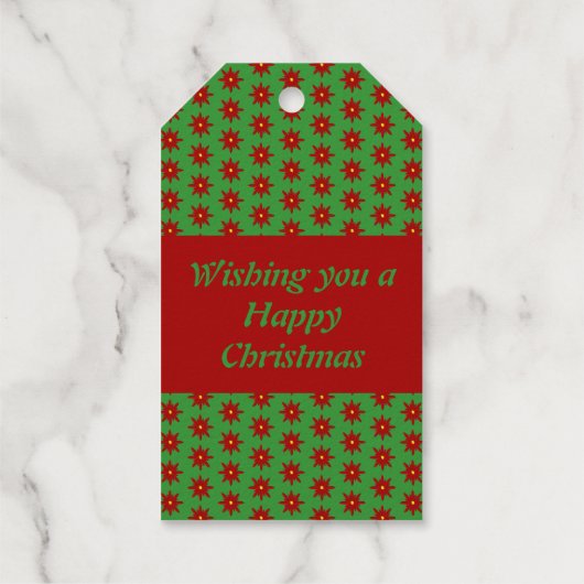 キュートなクリスマスビーとポインセチアカスタム花 ギフトタグ (裏面)