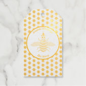 キュートなクリスマスビーとポインセチアカスタム花 ギフトタグ (正面)