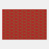 キュートなクリスマスビーとポインセチアカスタム花 ラッピングペーパーシート (正面2)