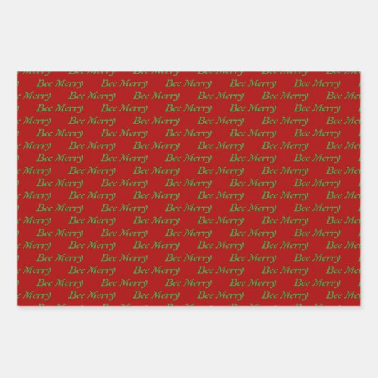 キュートなクリスマスビーとポインセチアカスタム花 ラッピングペーパーシート (正面2)