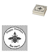 キュートなクリスマスビーとポインセチアカスタム花 ラバースタンプ (押印)