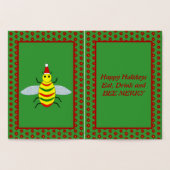 キュートなクリスマスビーとポインセチアカスタム花 箔カード (内部)