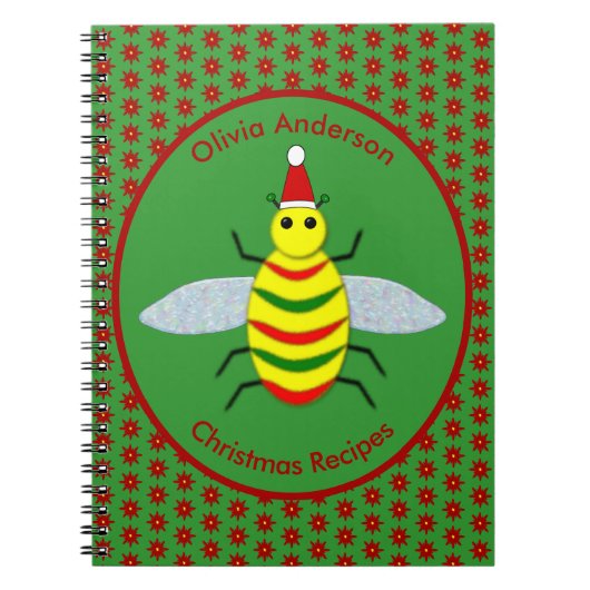 キュートなクリスマスビーとポインセチア花レシピ ノートブック (正面)