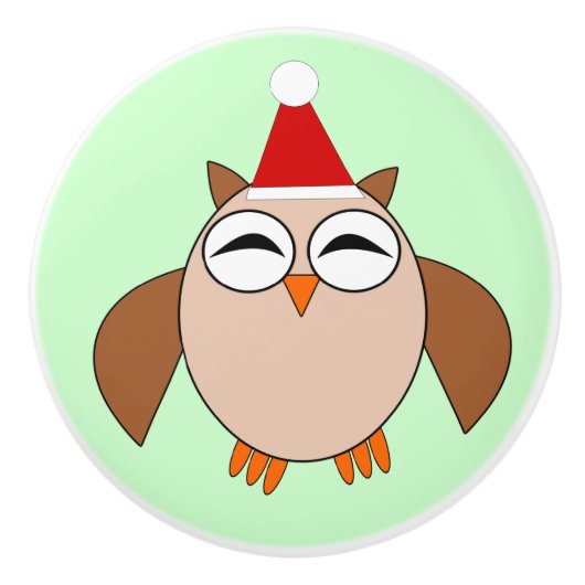 キュートなクリスマスフクロウのセラミックノブ セラミックノブ (正面)