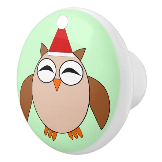 キュートなクリスマスフクロウのセラミックノブ セラミックノブ (右)