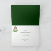 キュートなクリスマスフクロウのユーモア、水彩鳥 シーズンカード (内部)