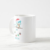 キュートなクリスマスフクロウパーソナライズされたルスマグ コーヒーマグカップ (正面左)