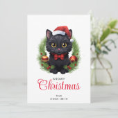 キュートなクリスマスブラック猫 シーズンカード (スタンド正面)